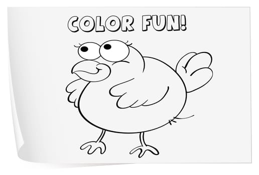 Illustration of a colouring worksheet (bird)