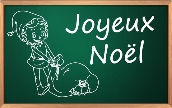Merry christmas written in chalk on blackboard