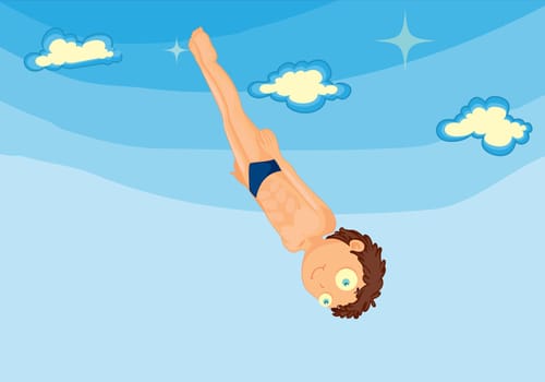 Man diving through the air