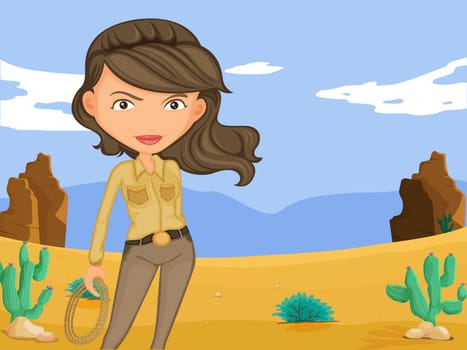 Illustration of a sexy cowgirl in the desert