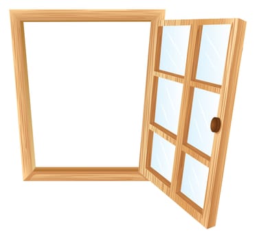 Illustration of a single window frame in wood