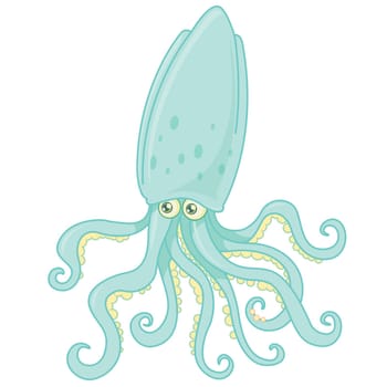 Illustration of blue octopus one white