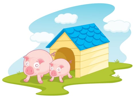 pigs by their house