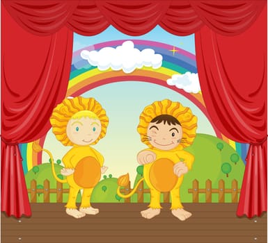 illustration of kids in lion dress