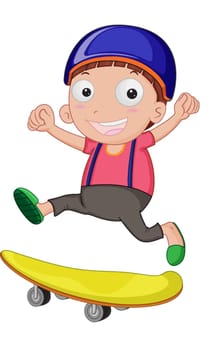 illustration of boy playing with skates