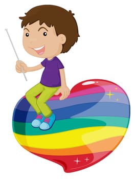 illustration of a boy sitting on heart