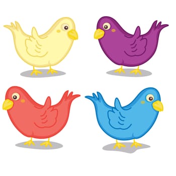 Illustration of birds on white