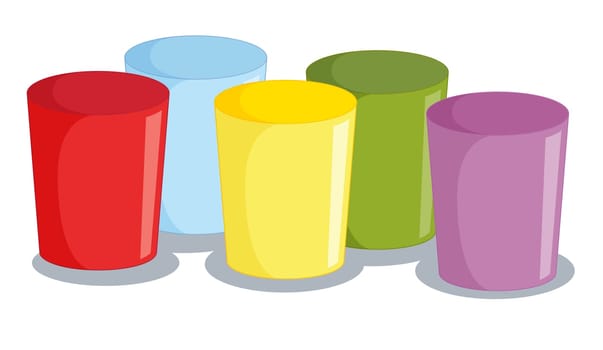 Illustration of  a five glasses on white