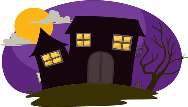 illustration of house in the night