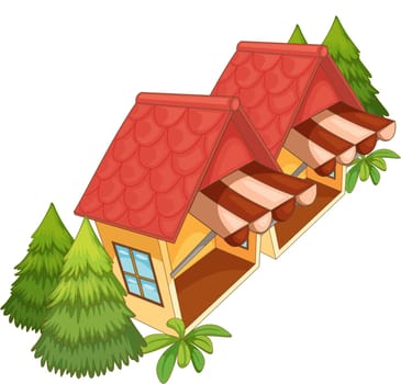 Illustration of shops on white background