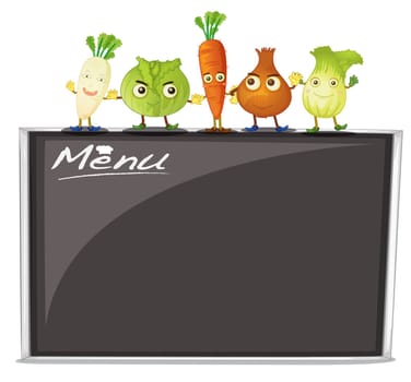 illustration of menu on black board on a white background