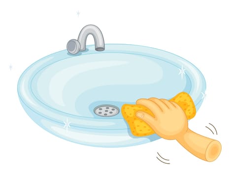 Illustration of cleaning a basin