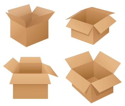 Illustration of cardboard boxes on white
