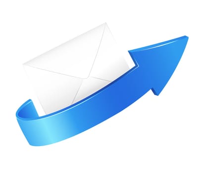 illustration of a arrow and envelop on a white background