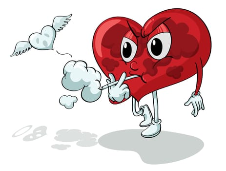 Illustration of a smoking heart