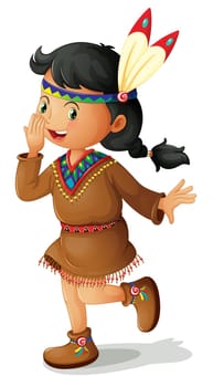 Illustration of north american indian girl