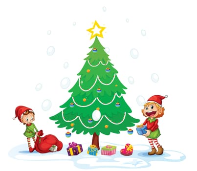 illustration of girls celebrating christmas festival