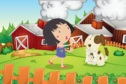 Illustration of girl and missing dog