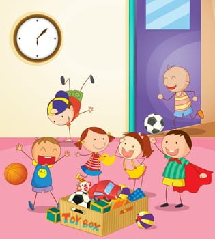 Illustration of kids playing together