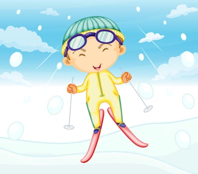 Illustration of girl ski jumping