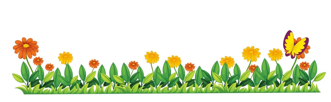 Illustration of grass and flower element