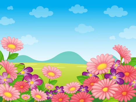 illustration of nature scene with flora and fauna