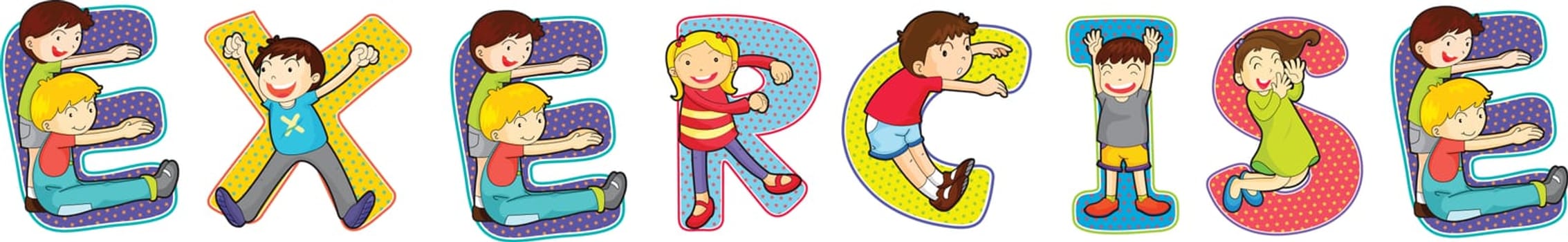 illustration of cartoon alphabets on white