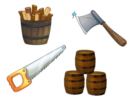 illustration of various objects on a white background