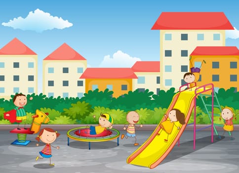 illustration of kids playing outdoor in park