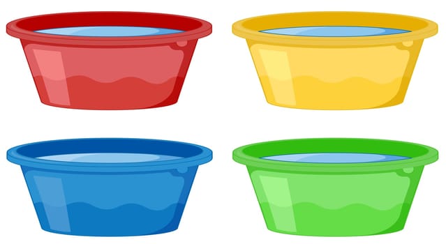 Illustration of 4 tubs on white