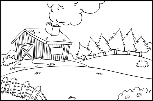 Illustration of a farm outline