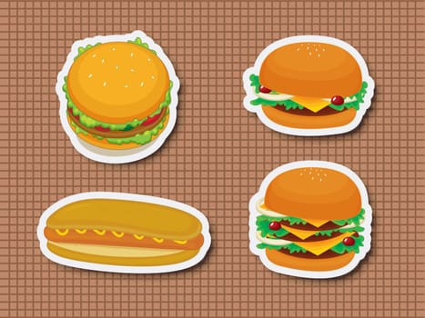 Illustration of fast food stickers