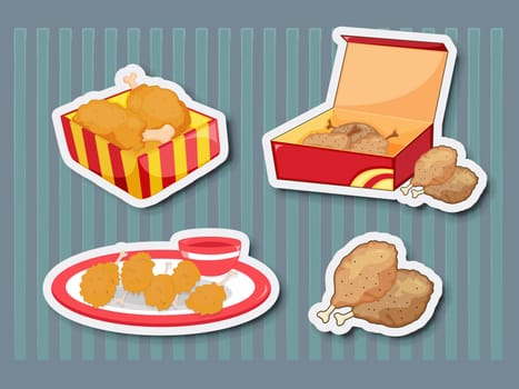 Illustration of chicken foods as stickers