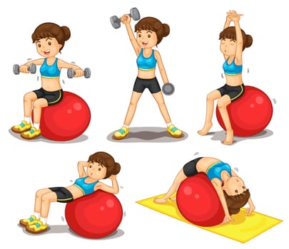 Illustraiton of girl doing exercises