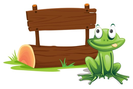 Illustration of green frog with sign