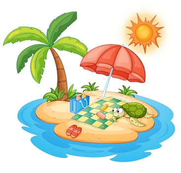 illustration of a turtle on an island