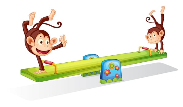 Monkeys planying on a seesaw