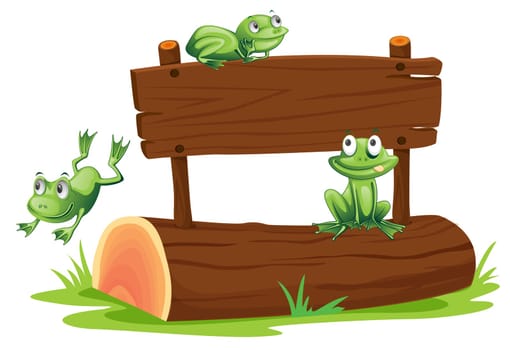 Illustration of frogs with sign