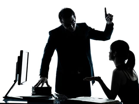 one man father professor and student teenager girl helping for homework in silhouette indoors isolated on white background