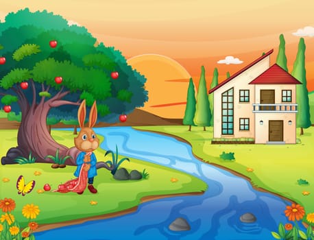illustration of a rabbit in beautiful nature