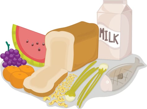 Illustration of a platter of food