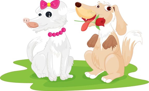 an illustration of two dogs playing