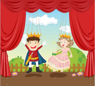 illustration of boy and girl as king and queen