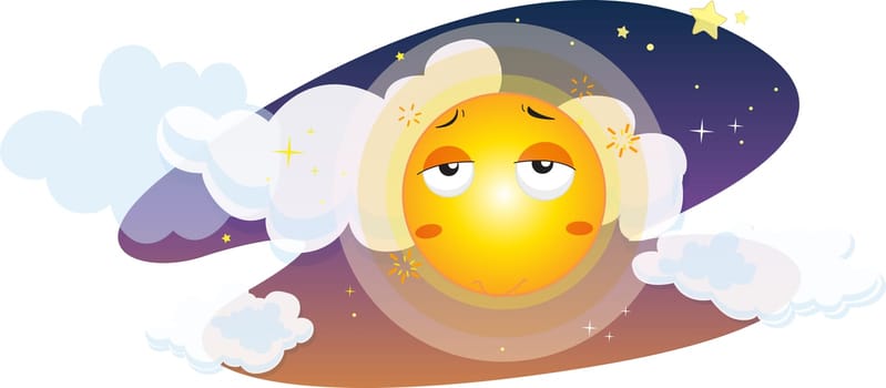 Illustration of moon on white