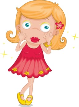 Illustration of  a girl on white