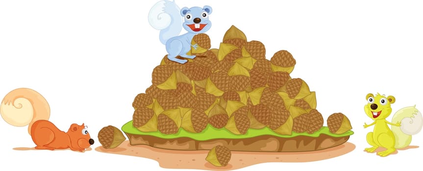 Illustration of  a cartoon animals on white
