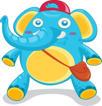 Illustration of  a cartoon elephant on white