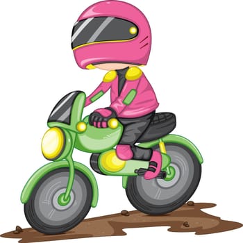 Illustration of a rider	on a white background