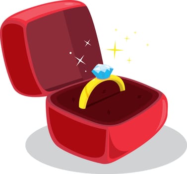 Illustration of a ring in a case on a white background