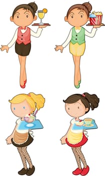 illustration of a girls on a white background